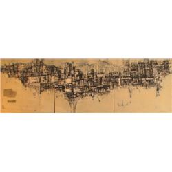 H. Douglas Pickering Untitled Abstract Cityscape Triptych