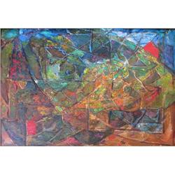 Samuel Rosenberg Abstract Painting on masonite panel
