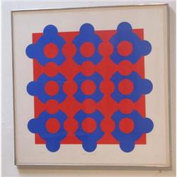 Vasarely Constellation Series red and Blue