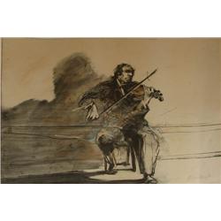 CLAUDE WEISBUCH Violinist orig litho