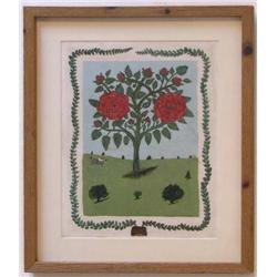 W.H. West Rose Gouache Painting