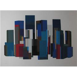 Barbara Lynch Zinkel geometric serigraph of a city