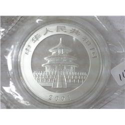 2001 CHINA 10 YUAN SILVER PANDA COIN (UNC)