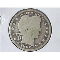 1892-O BARBER QUARTER