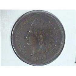 1907 INDIAN HEAD CENT (VF)