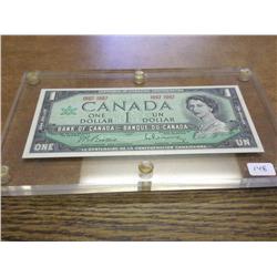1967 CANADA $1 NOTE (GEM UNC) IN LUCITE