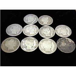 10 ASSORTED BARBER DIMES