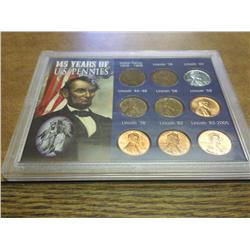 145 YEARS OF US PENNIES (AS SHOWN)