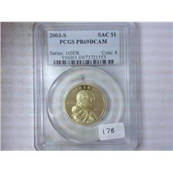 2003-S SACAGAWEA DOLLAR PCGS PR69DCAM