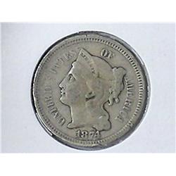 1874 THREE CENT PIECE (NICKEL)