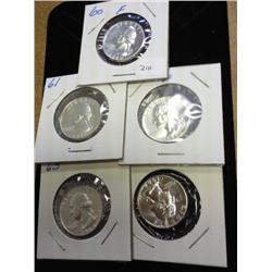 1960-64 WASHINGTON QUARTERS PROOF (5 COINS)