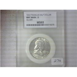 1959-D FRANKLIN HALF DOLLAR PCC MS65