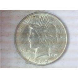 1924 PEACE SILVER DOLLAR (AU)