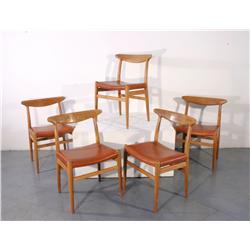 Hans J. Wegner chairs, set of 6, Denmark c. 1950 