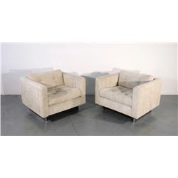 Milo Baughman stlye Skyline Club chairs, pair c. 1950