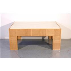 Rattan table with limestone by David and Lean Los Angeles