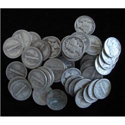 Roll of 50 Mercury Dimes from Large Hoard