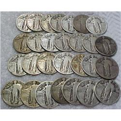 Lot of 5 Standing Liberty Quarters-