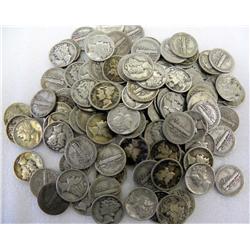 Lot of 100 Mercury Head Dimes-