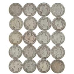 Lot of 20 Barber Half Dollars