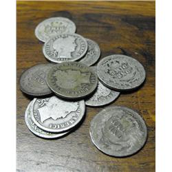 Lot of 10 Barber Dimes