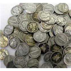 Large Lot of Mercury Dimes-100