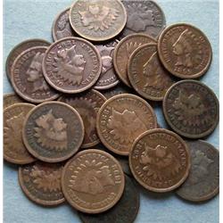 100 Indian Head Cents- Circulated-