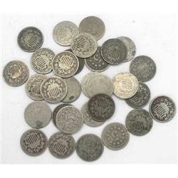 LOT OF 30 SHIELD NICKELS-