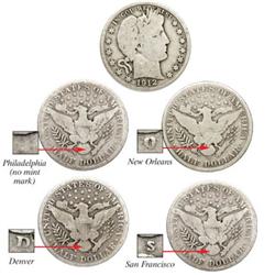 1912 PDS Mint Barber Halves- & 1909 O