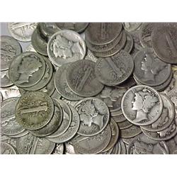 Lot of (100) Mercury 90% Silver Dimes