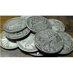 Lot of 10 Walking Liberty Half Dollars