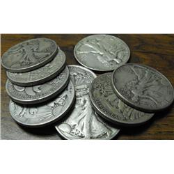 Lot of 10 Walking Liberty Halves