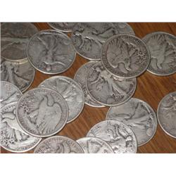 Lot of 15 Walking Liberty Halves