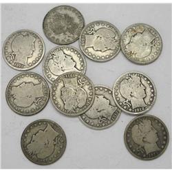 Lot of 10 Barber Half Dollars