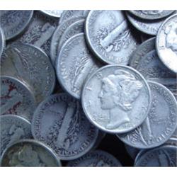 Lot of 100 Mercury Dimes- Circulated-