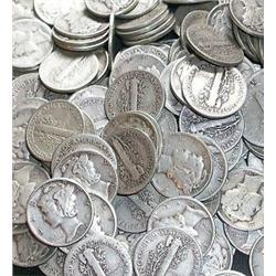Lot of 100 Mercury Dimes- 1940's