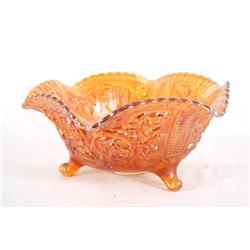 Carnival Glass footed Bowl 11" diam. 5" tall Rose Motif