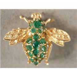 14kt Gold emerald bee pin