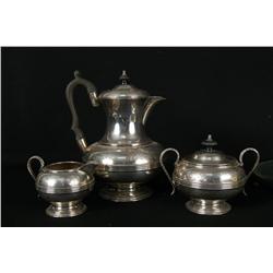 3 pc. English silver on copper creamer & sugar Set