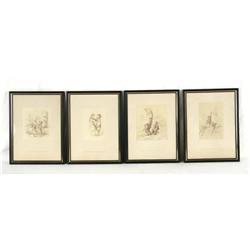 4 Albert Hendschel (1834-1883) Photogravures Set of 4 Photogravures, embossed, signed stamped