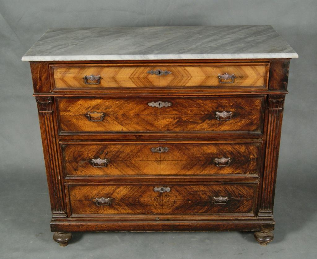 Mid 19th c. English 4 drawer marble top dresser