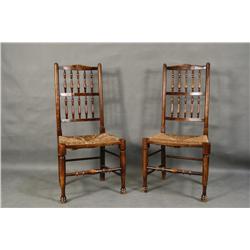 Pair of Antique rush seat chairs with cusions