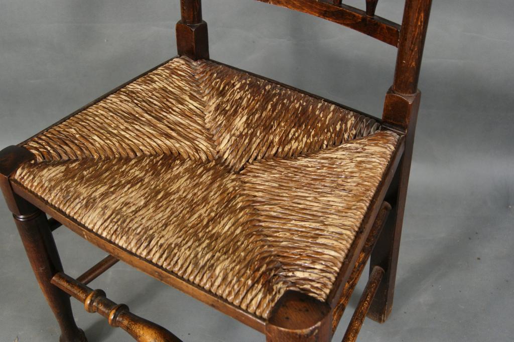 Pair of Antique rush seat chairs with cusions