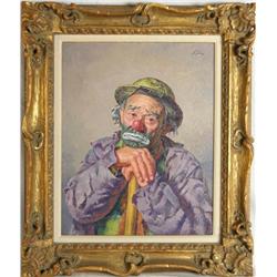 Sandor Kline (1912-1995) 16" x 20" o/c of Emmett Kelley