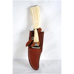 Pair 10,000 year old Mammoth Ivory Molinare knives Briggs Sheath, French Molinare Blades - Small kni