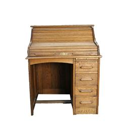 Rare 36" Am. Oak  antique roll top desk