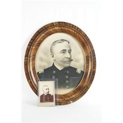 Portrait of Admiral Dewey ca 1865 charcoal -2pc with official Navy cabinet card. 2pcs
