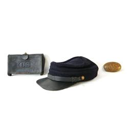 Indian Wars Ammo Pouch, Civil War hat & Buckle ca. 1860-1880