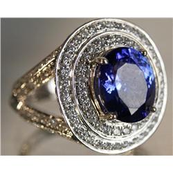 14kt Gold 4.23ct Tanzanite & 1.51 ctw Diam. Ring 14kt Gold ladies cast tanzanite and diamond ring.  