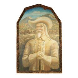 Buffalo Bill Wild West Show painting - 48"x32" o/c in rustic frame